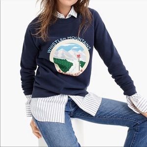 J. Crew navy blue whistler mountains thick pullover sweatshirt womens M